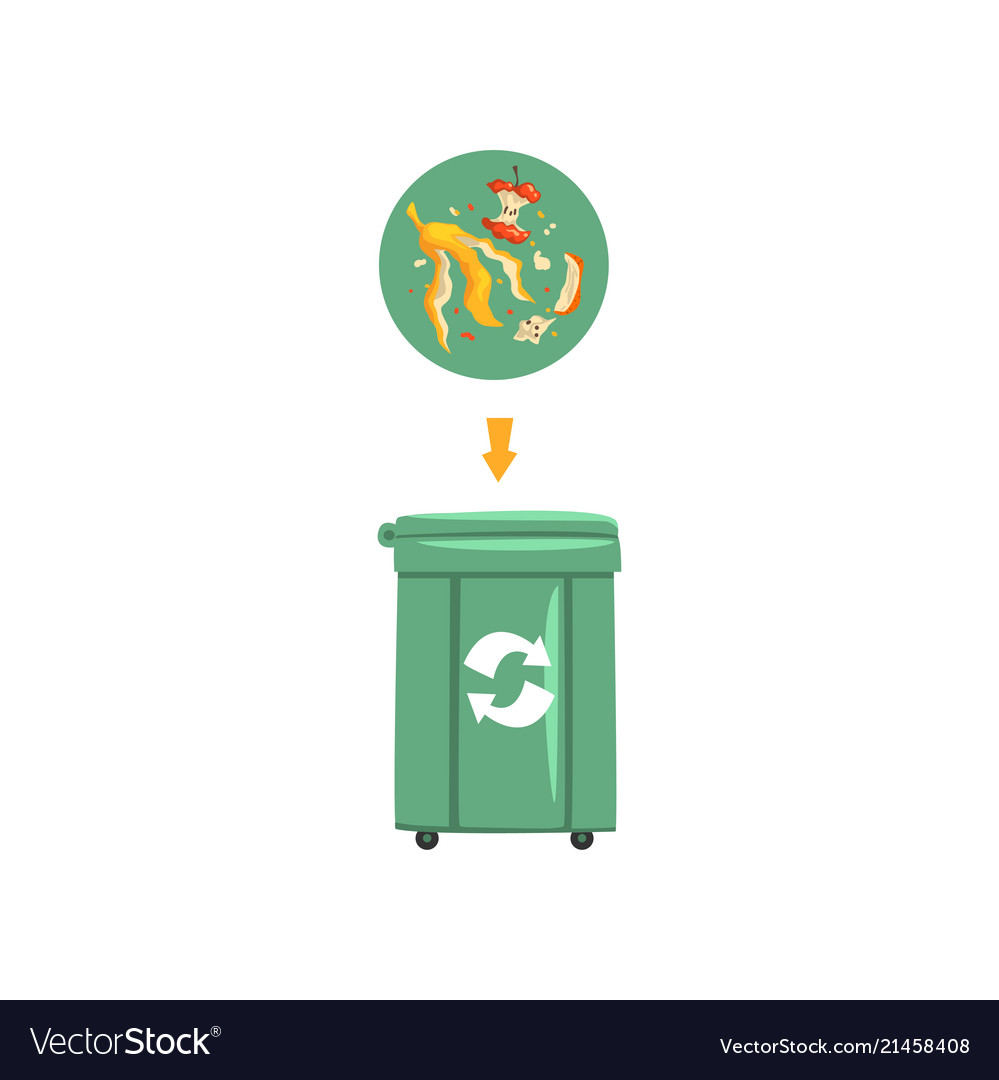 Green trash garbage can with sorted vector image Green trash garbage can with sorted