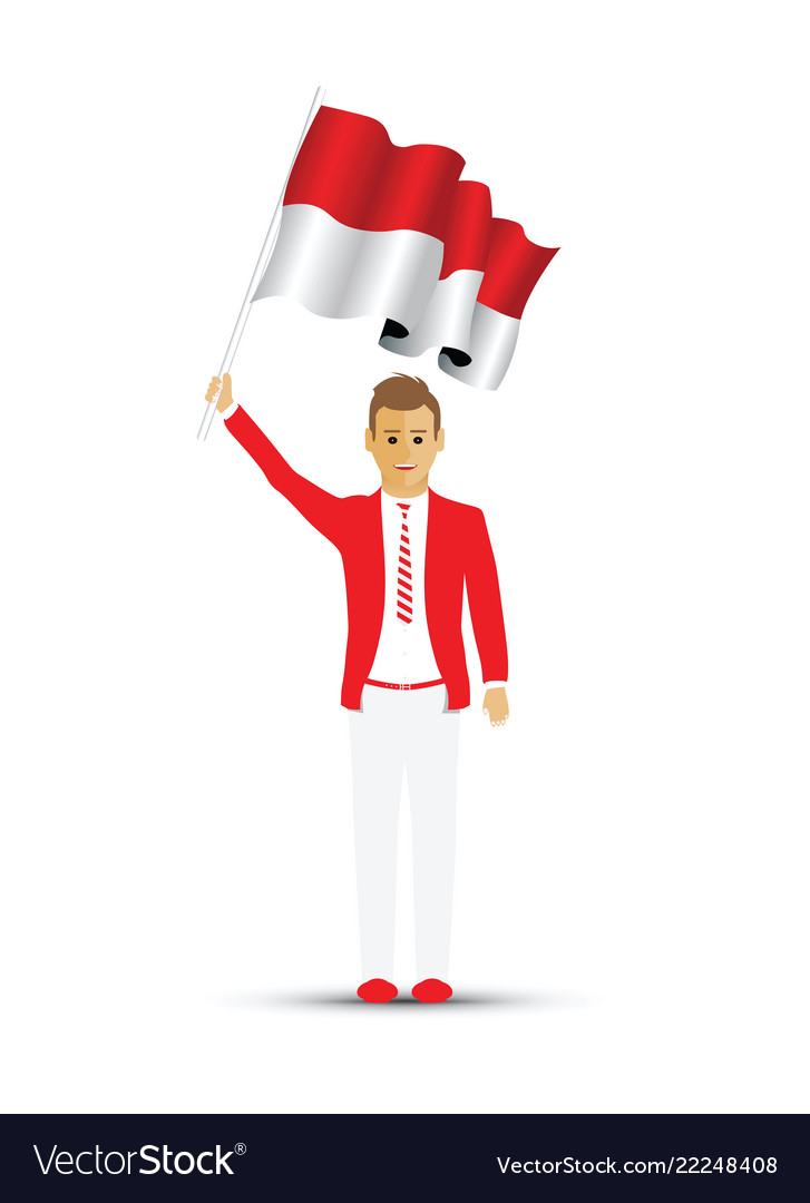 Indonesia flag waving man and woman