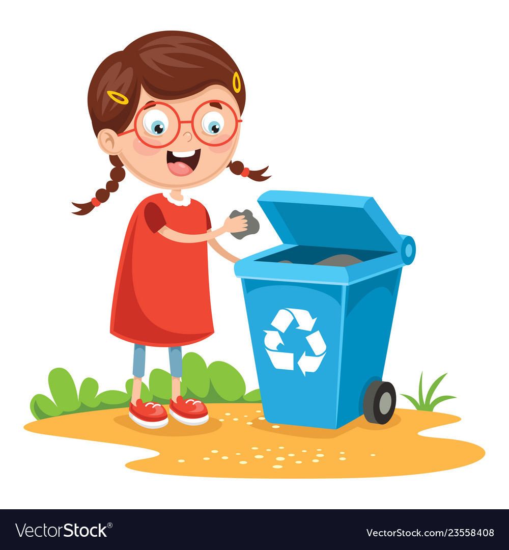 Of kid recycling trash Royalty Free Vector Image