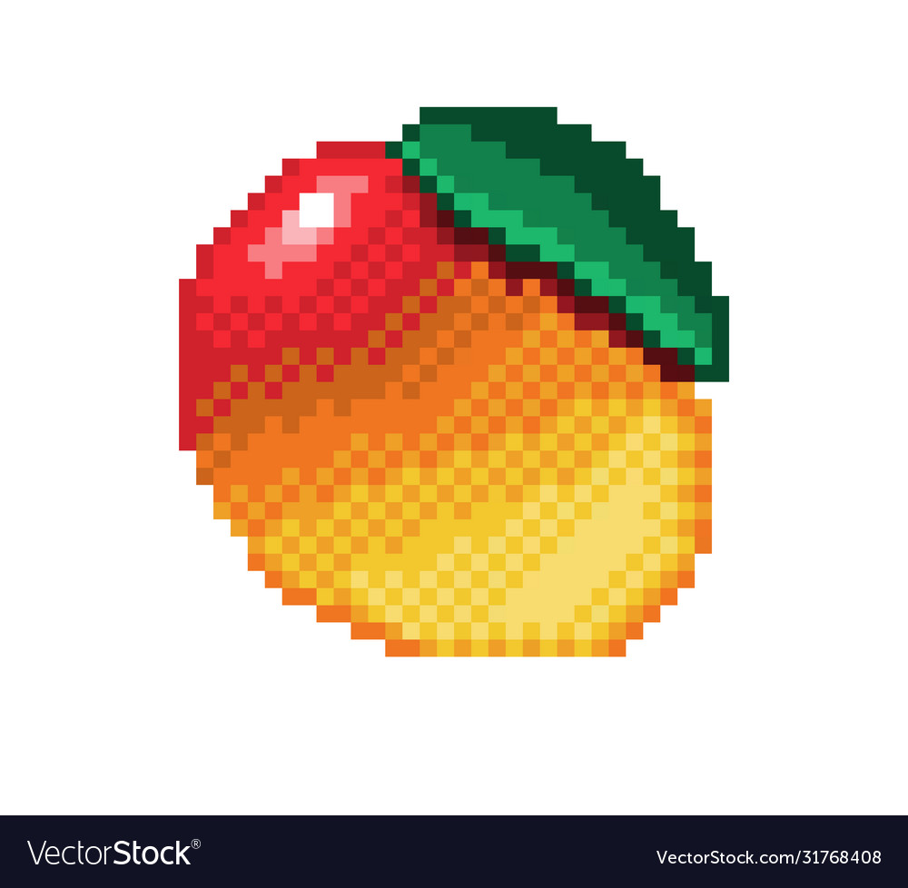 Pixel art mango icon Royalty Free Vector Image