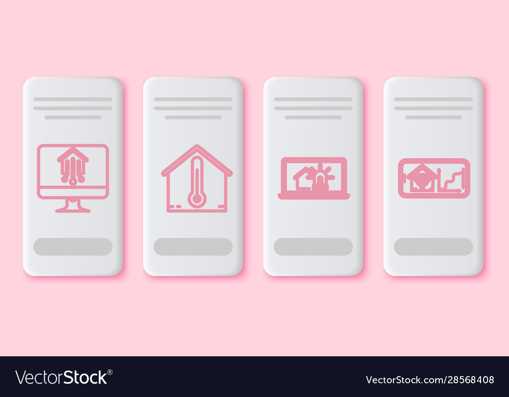 Set line computer monitor with smart home house