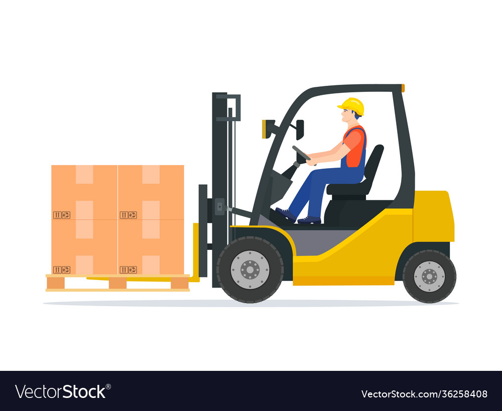 Yellow forklift truck Royalty Free Vector Image