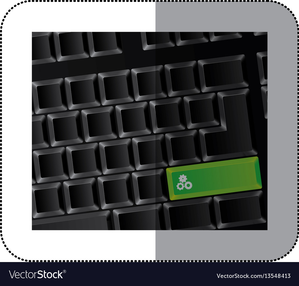 Back computer keyboard with gear symbol icon