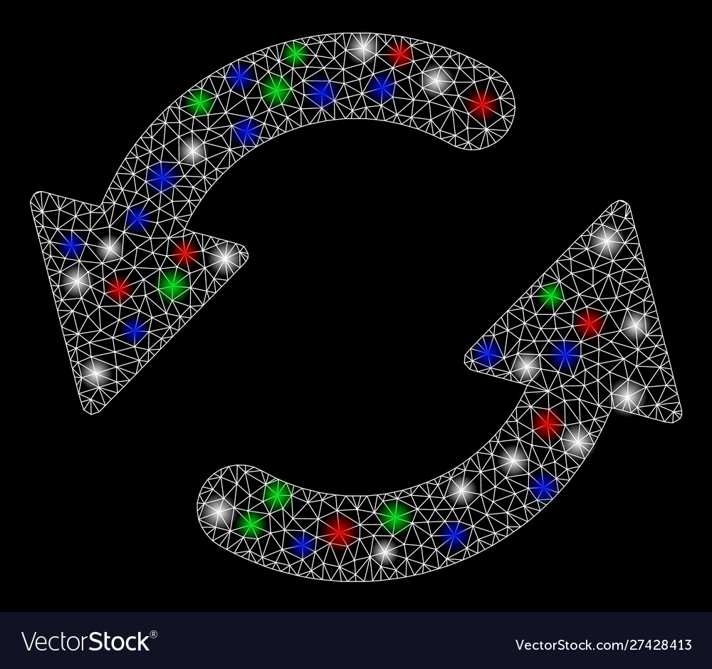 Bright mesh network refresh ccw with flash spots vector image Bright mesh network refresh ccw with flash spots