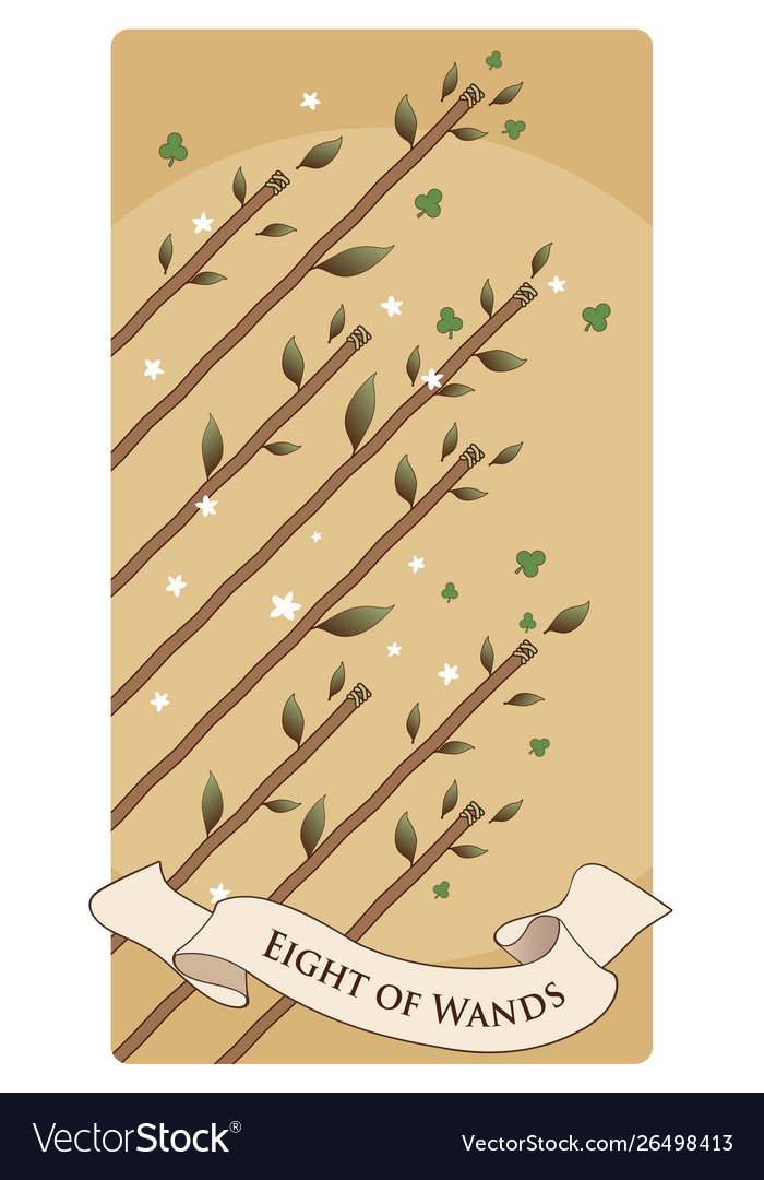 Eight wands tarot cards eight rods in air Vector Image
