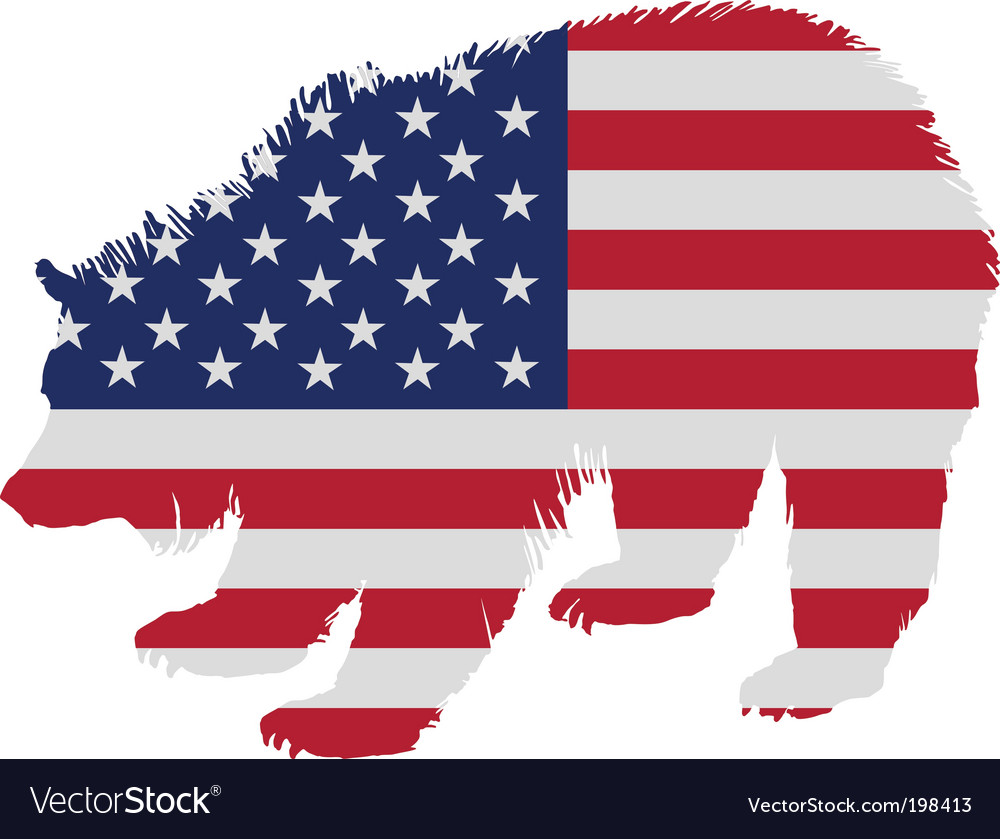 Grizzly Bear with American Flag