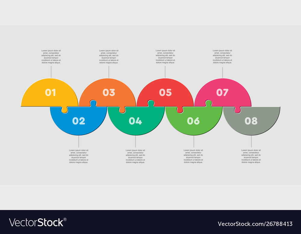 Half circle eight puzzle jigsaw infographic