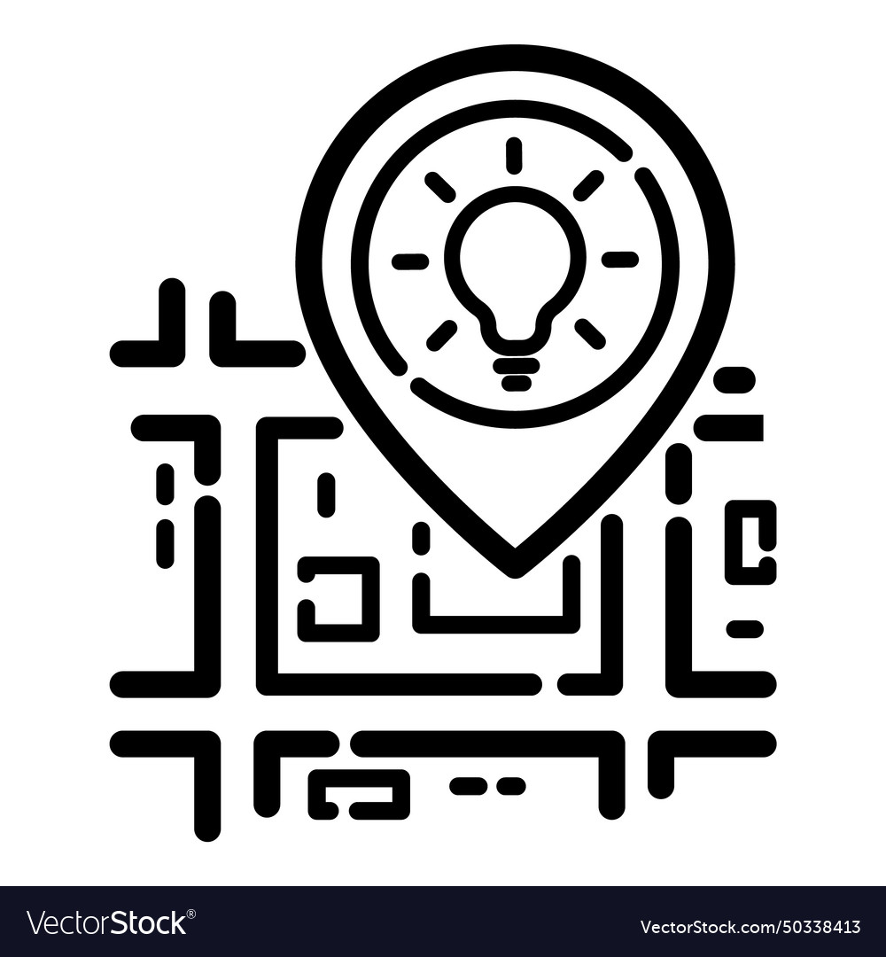 Idea lightbulb map location point flat icon