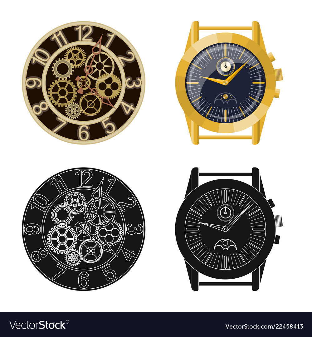 Isolated object of clock and time icon collection