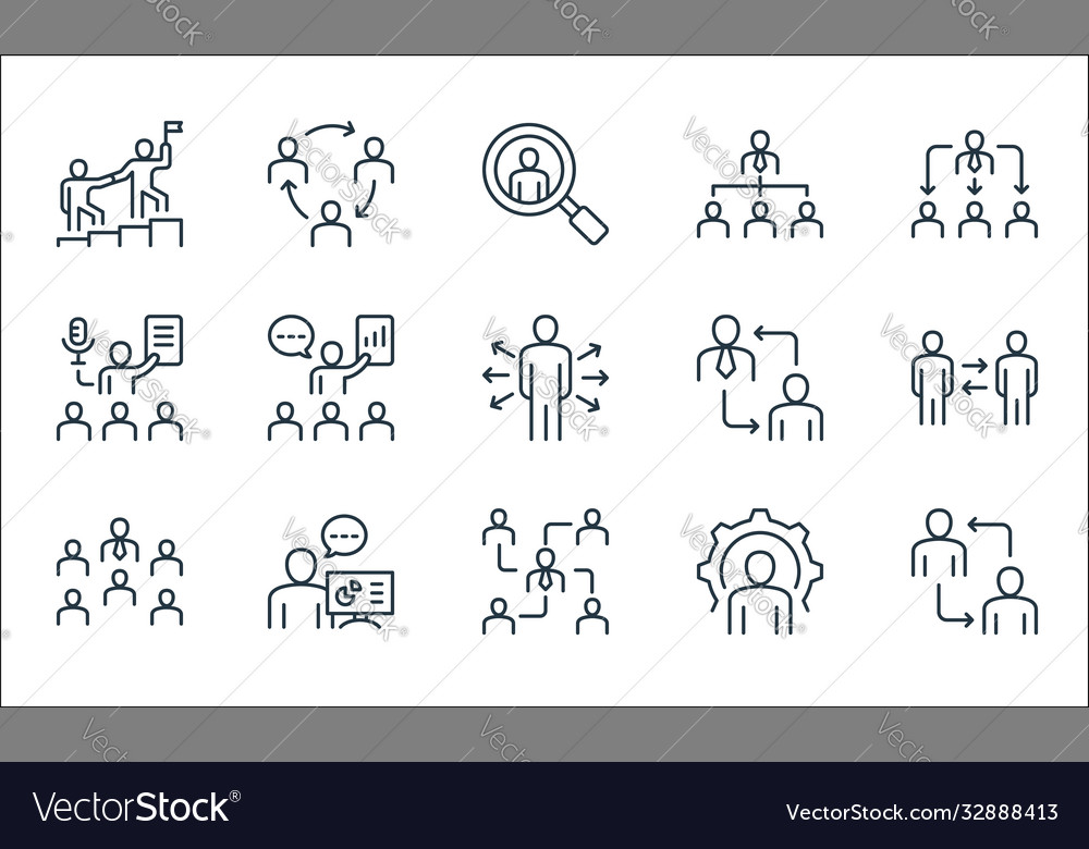 Leadership line icons linear set quality