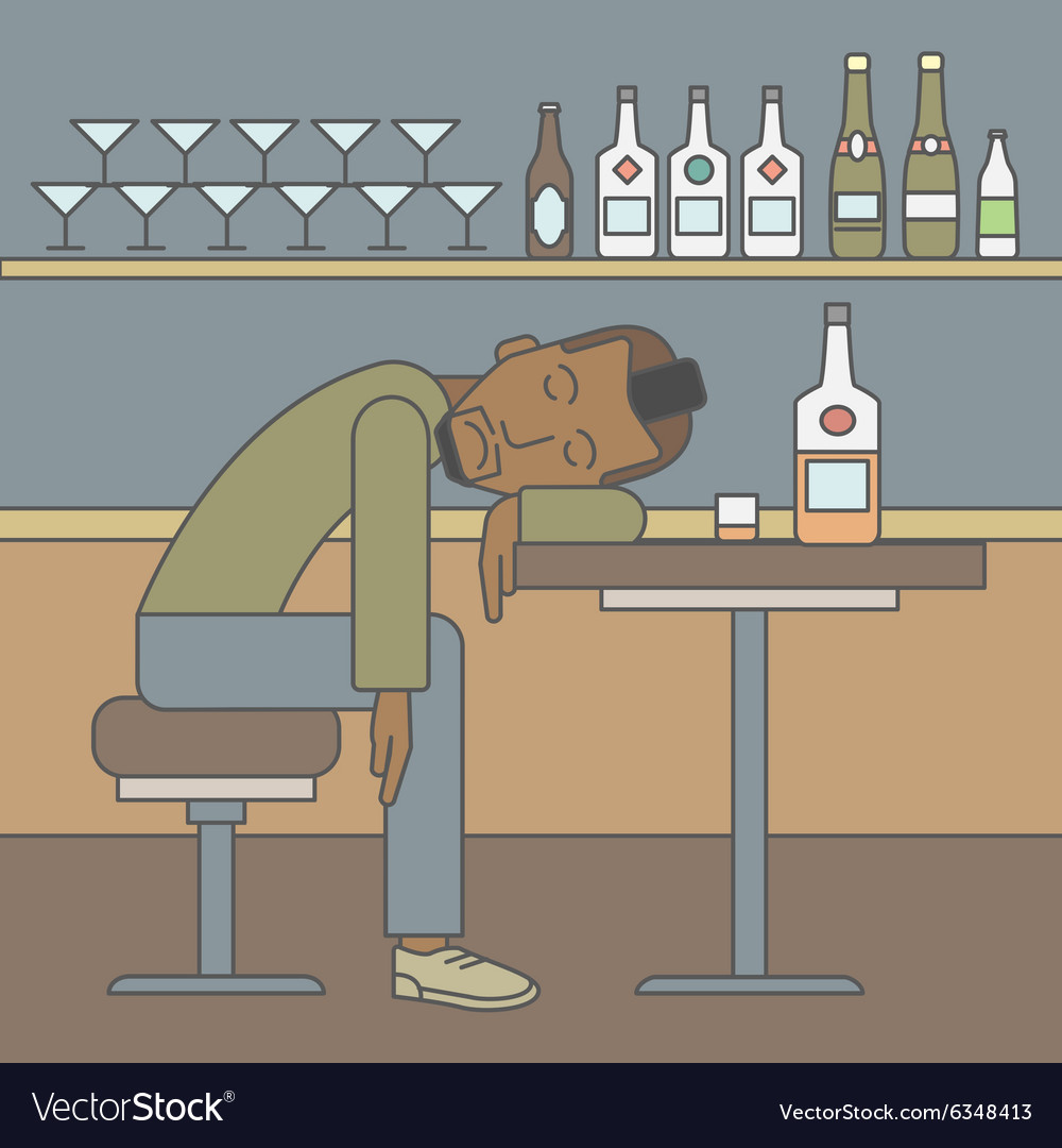 Man sleeping in bar Royalty Free Vector Image VectorStock