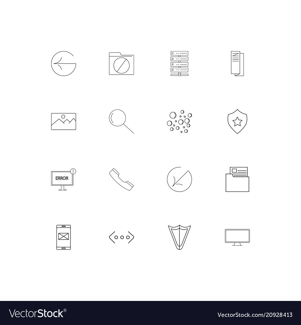 Network and database linear thin icons set