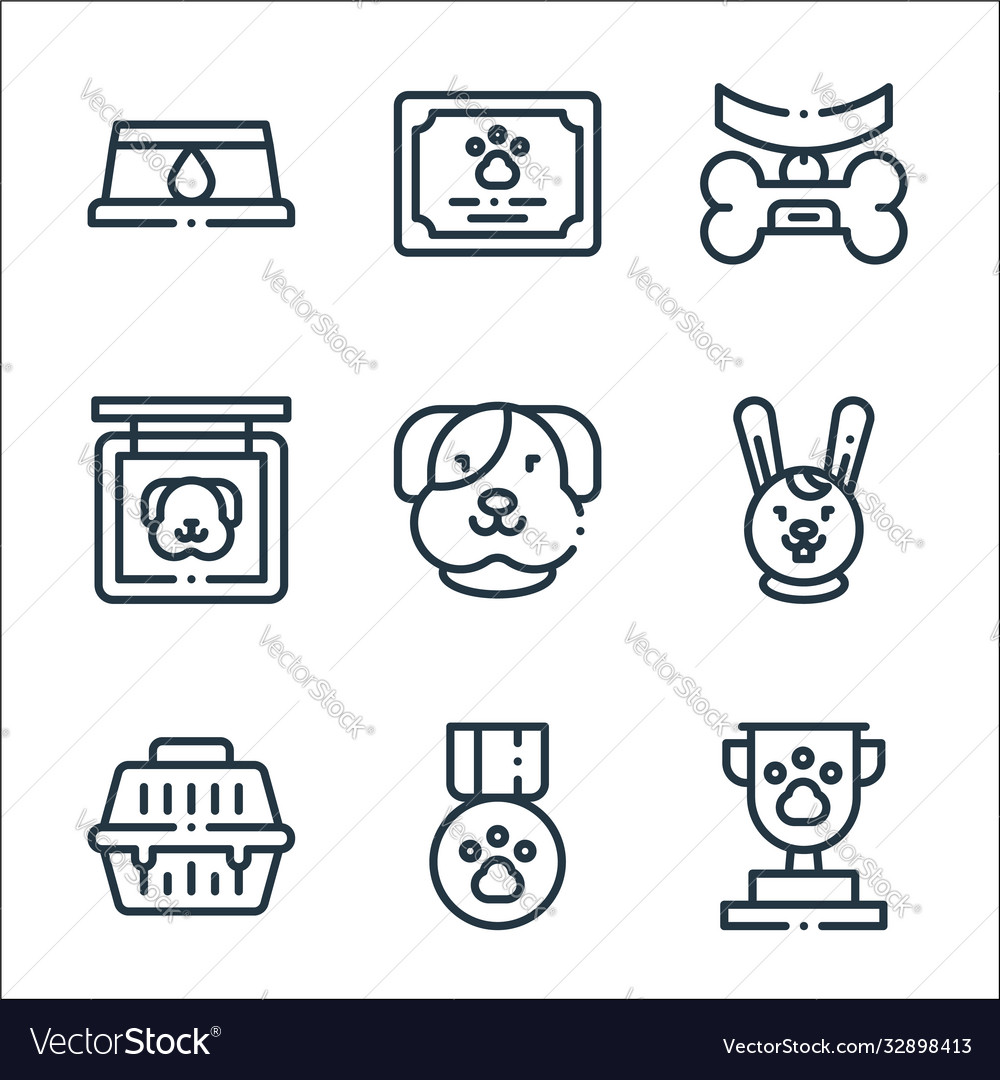 Pets line icons linear set quality