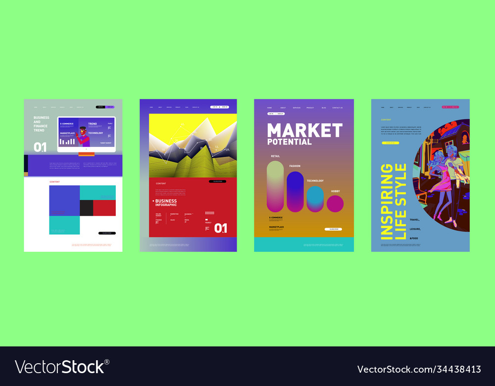Presentation and website interface layout design Vector Image Presentation and website interface layout design