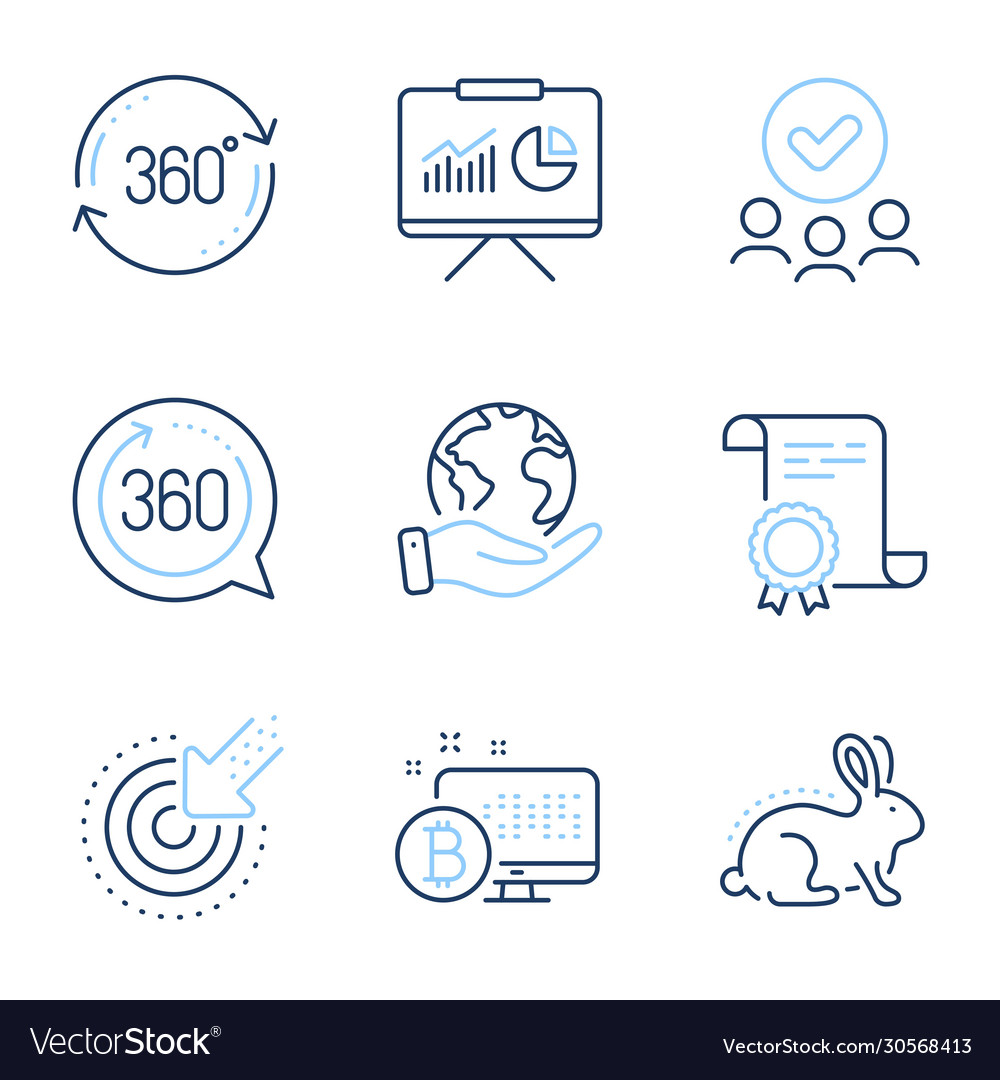 Presentation bitcoin system and 360 degrees icons vector image Presentation bitcoin system and 360 degrees icons
