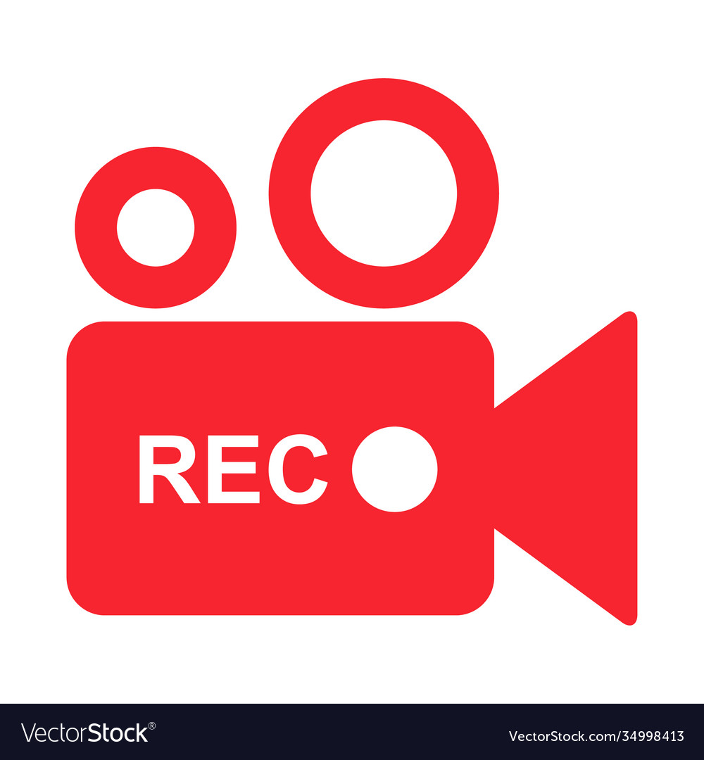 Recording sign button red app panel rec symbol vector image Recording sign button red app panel rec symbol