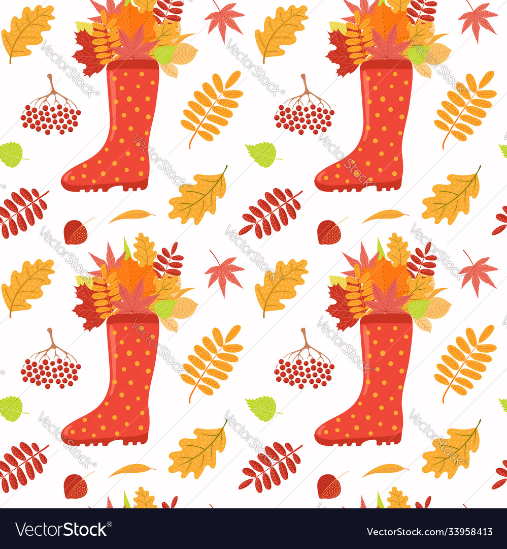 Seamless autumn pattern vector image Seamless autumn pattern