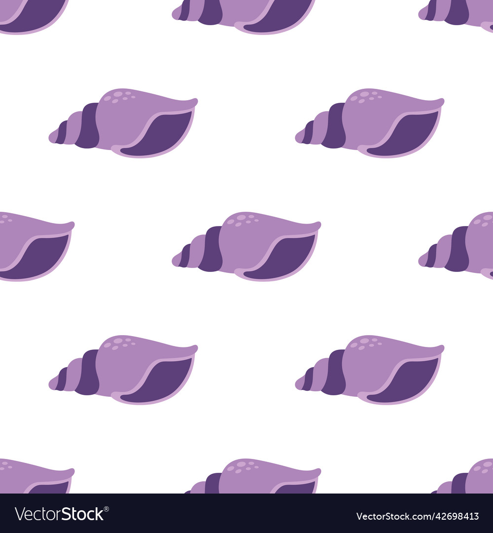 Seamless pattern with shells in cartoon style