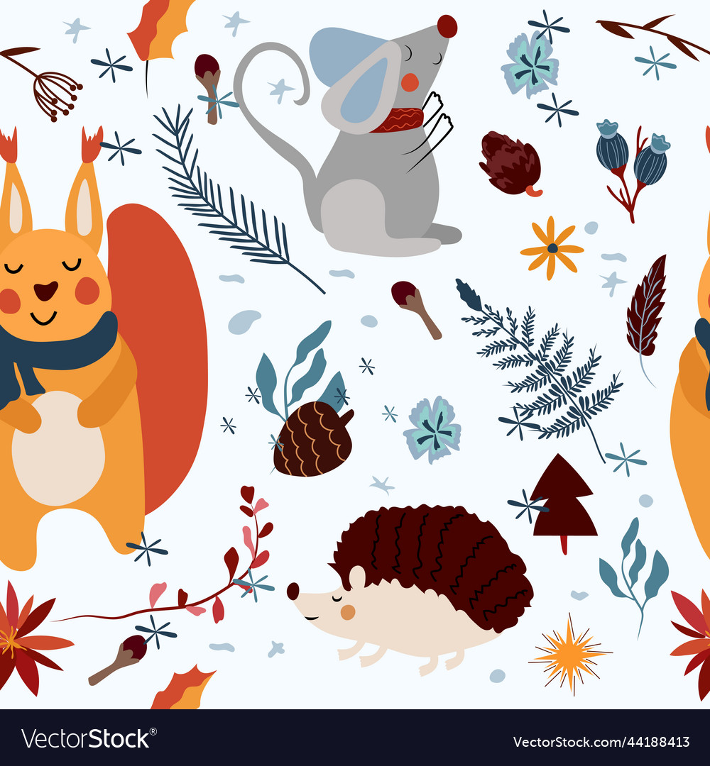 Seamless patterns with a cute mouse