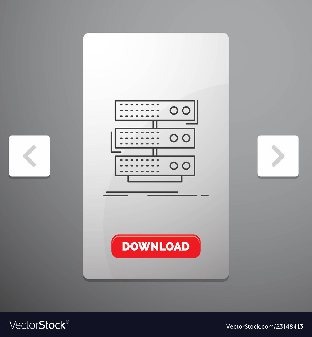 Server storage rack database data line icon vector image Server storage rack database data line icon