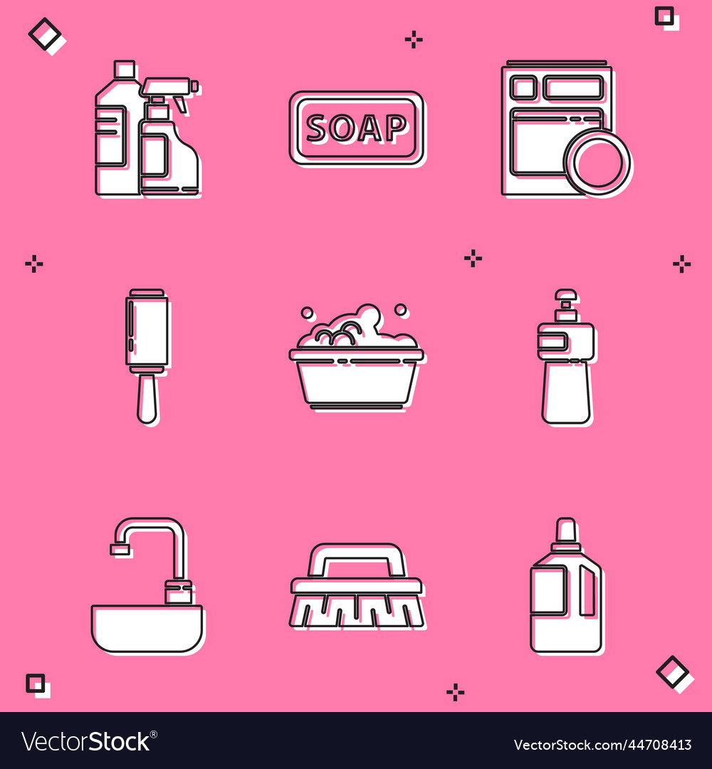 Set bottles for cleaning agent bar of soap Vector Image