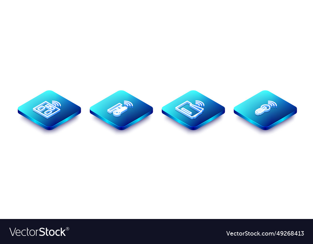 Set isometric line smart bathroom scales