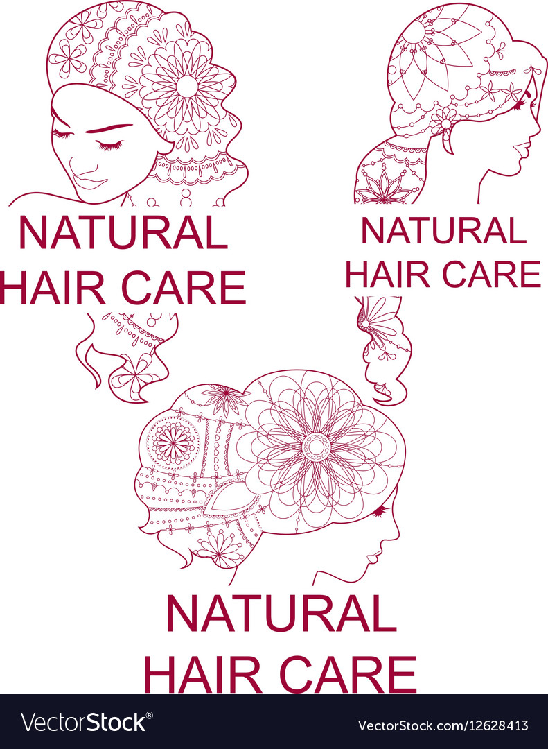 Set of natural hair care logos