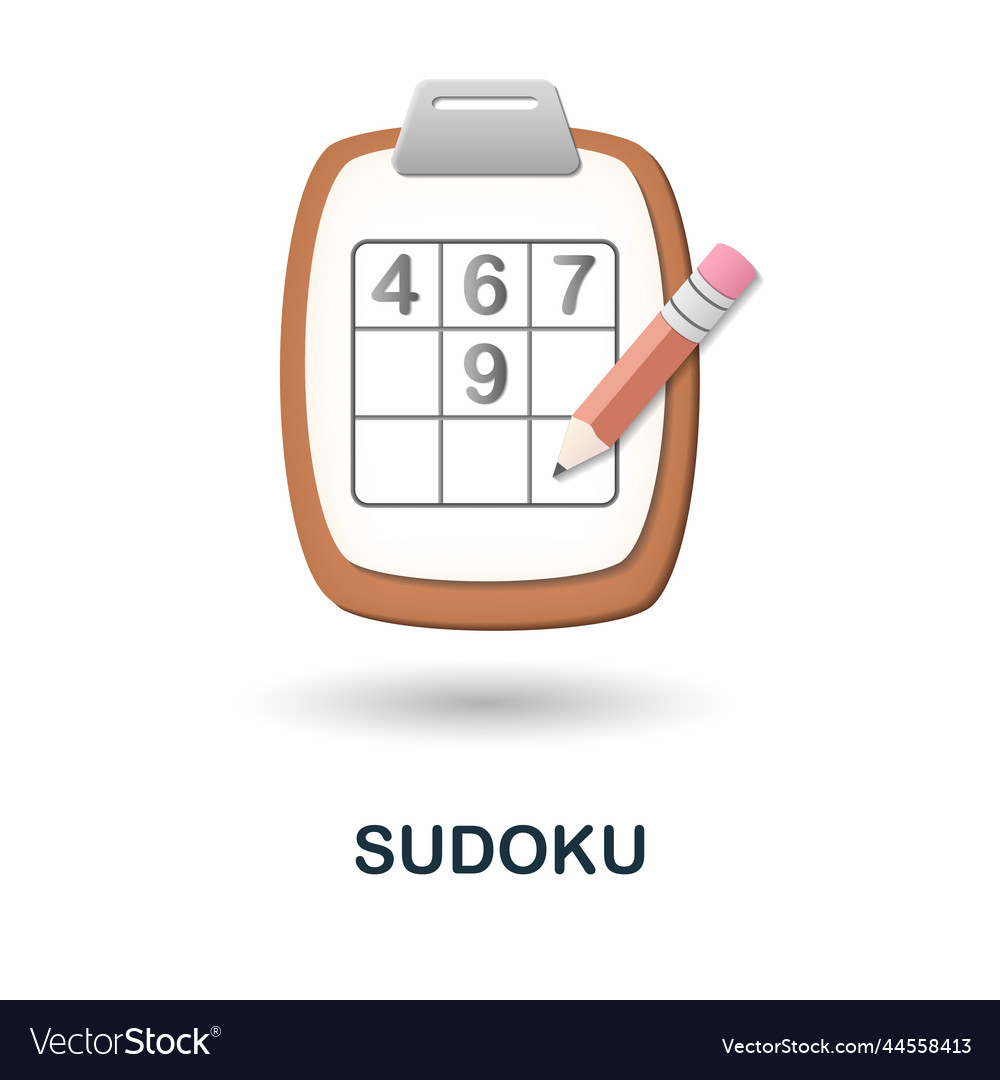 Sudoku icon 3d from table games collection vector image Sudoku icon 3d from table games collection