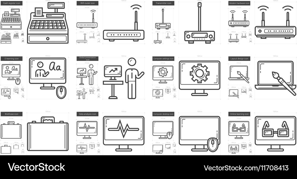 Technology line icon set Royalty Free Vector Image