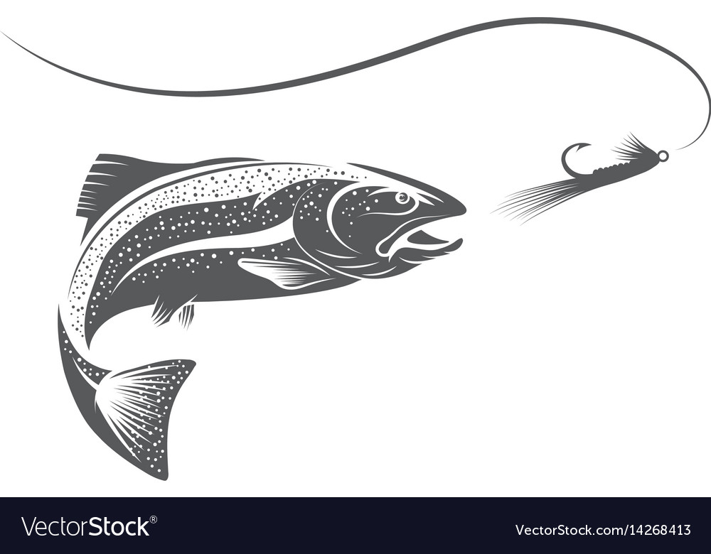 Trout fish and lure design template Royalty Free Vector