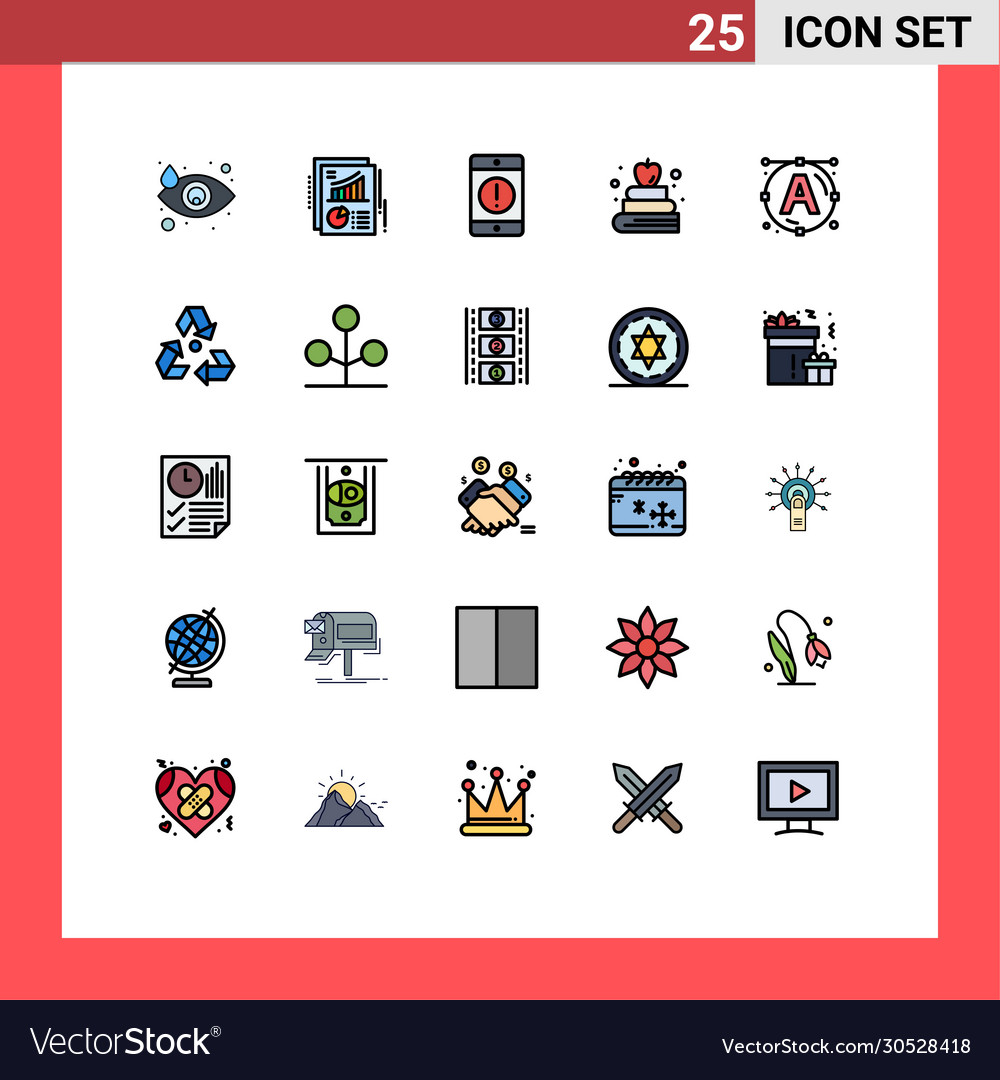 25 user interface filled line flat color pack