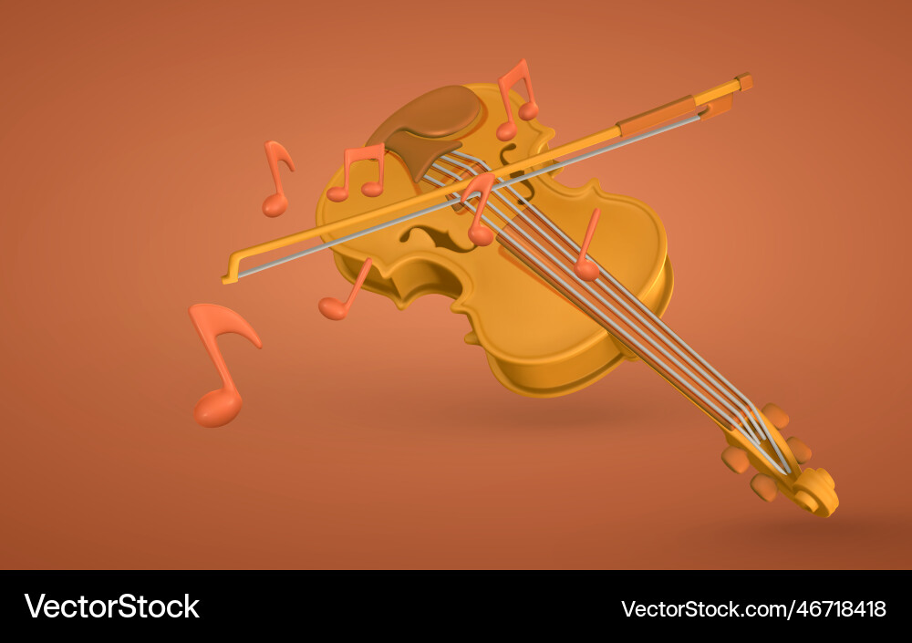 3d realistic violin for music concept design Vector Image