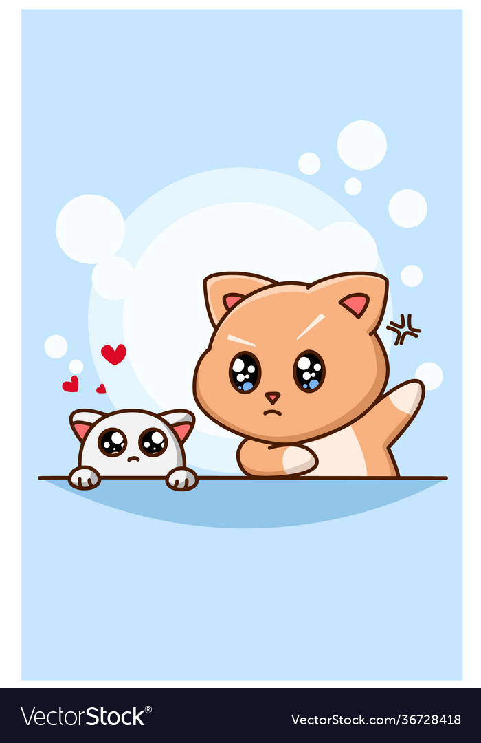 A cute angry cat with hamster animal cartoon