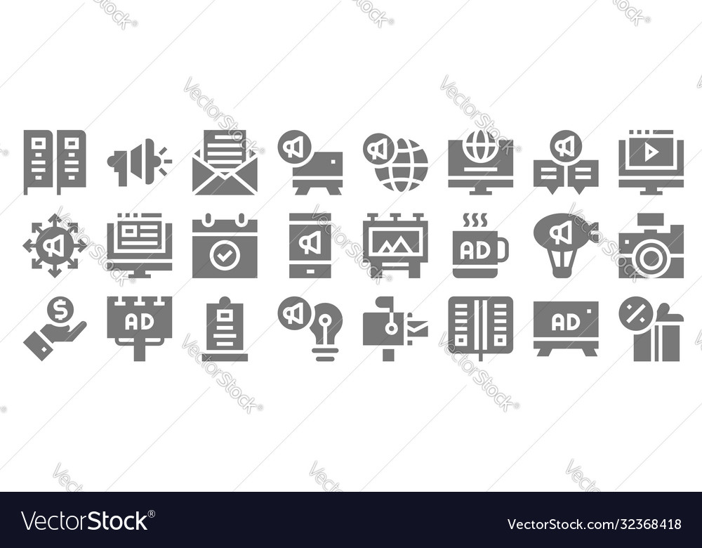 Advertisement line icons linear set quality