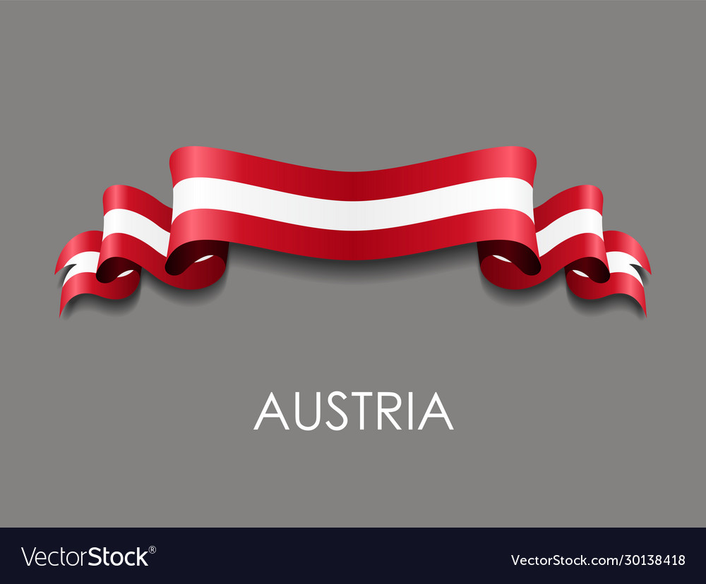 Austrian flag wavy ribbon background Royalty Free Vector