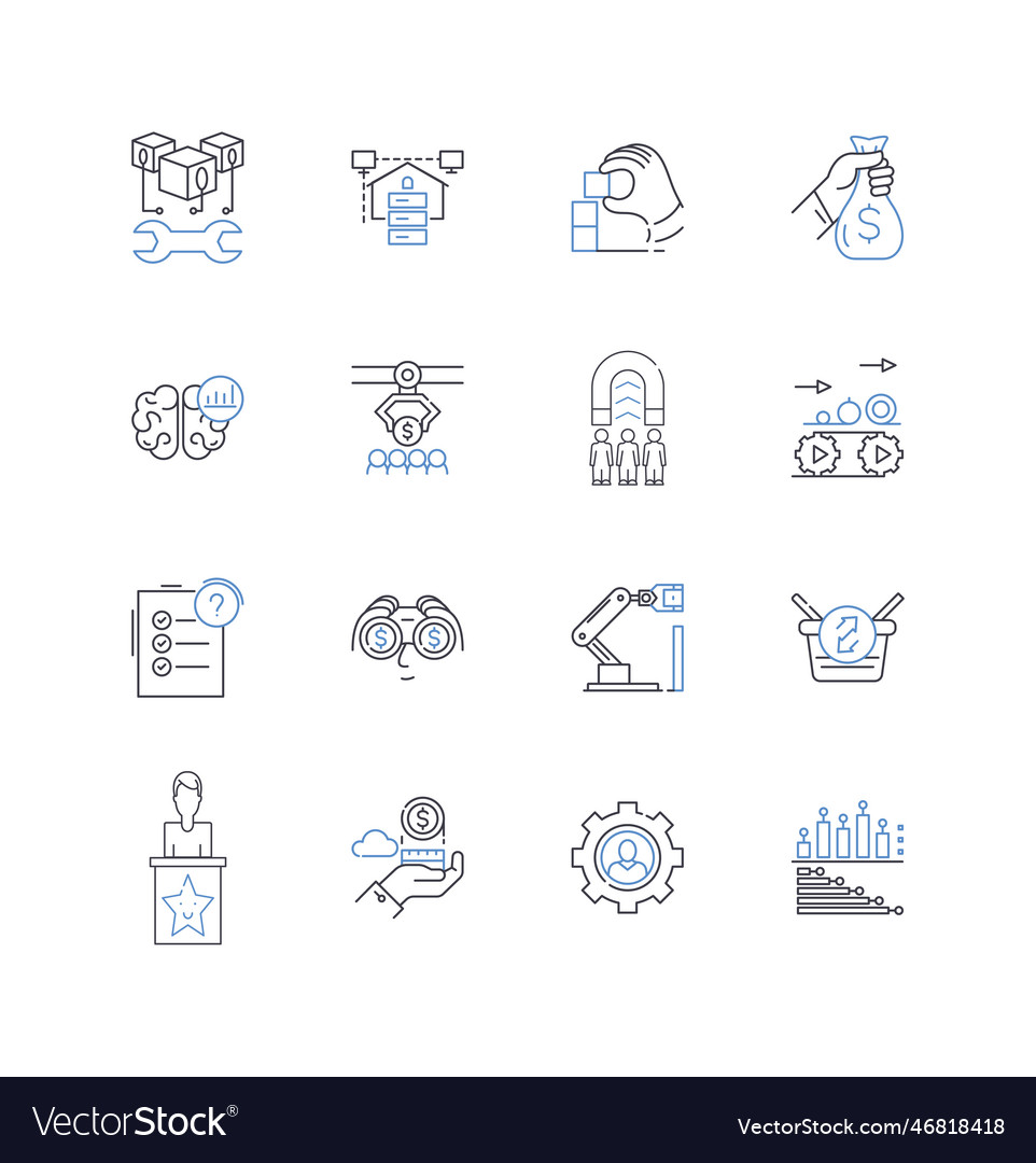 Automated processes line icons collection Vector Image Automated processes line icons collection