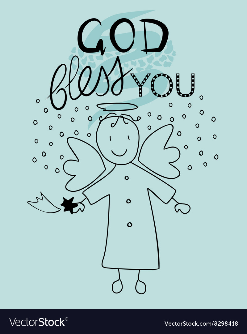 Bible lettering god bless you and little angel Vector Image