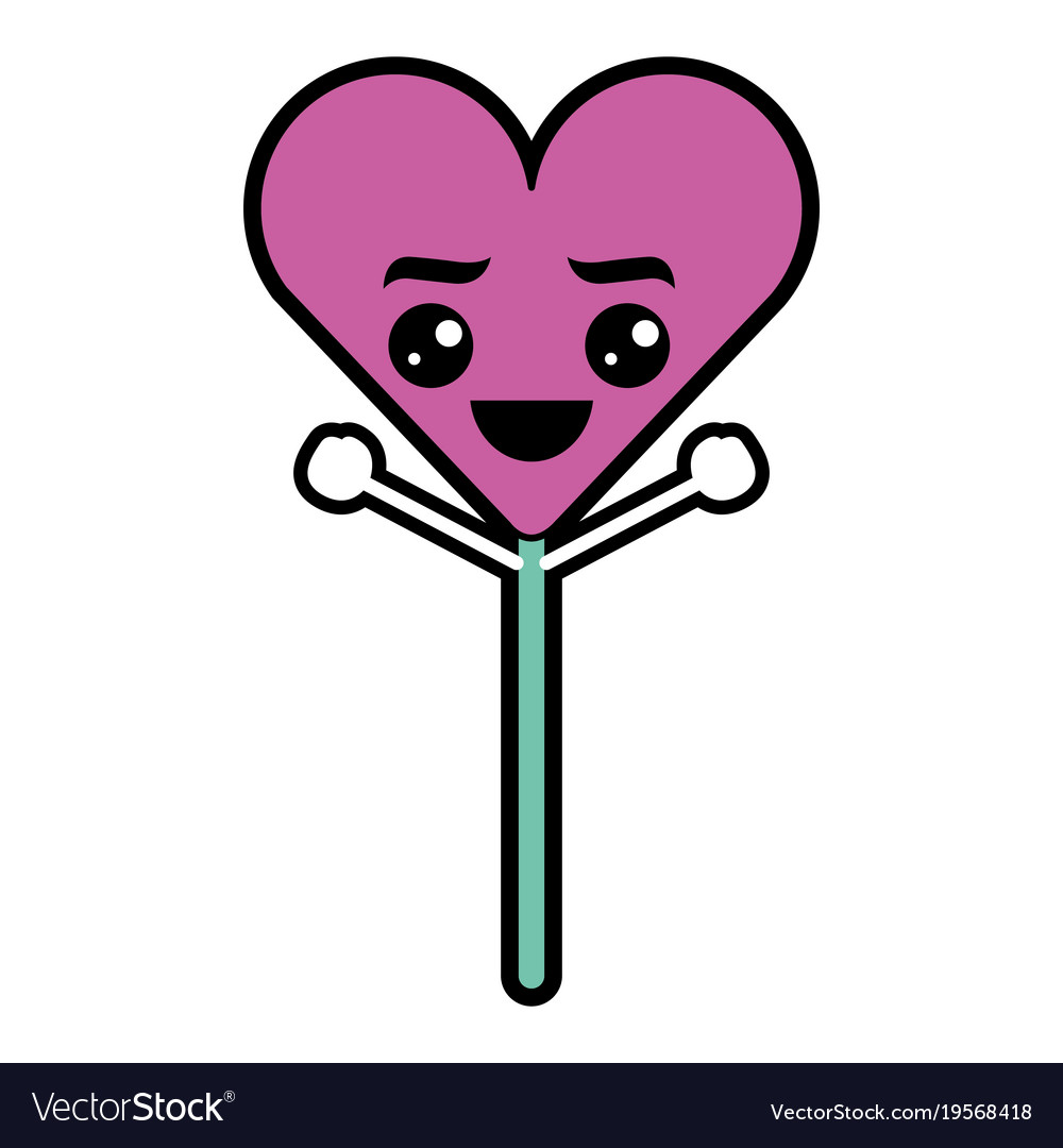 Cartoon heart lollipop kawaii character