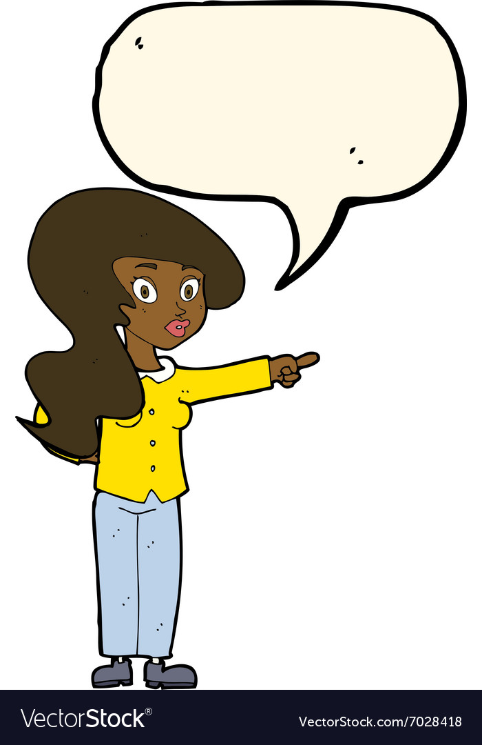 Cartoon Pretty Woman Pointing With Speech Bubble Vector Image