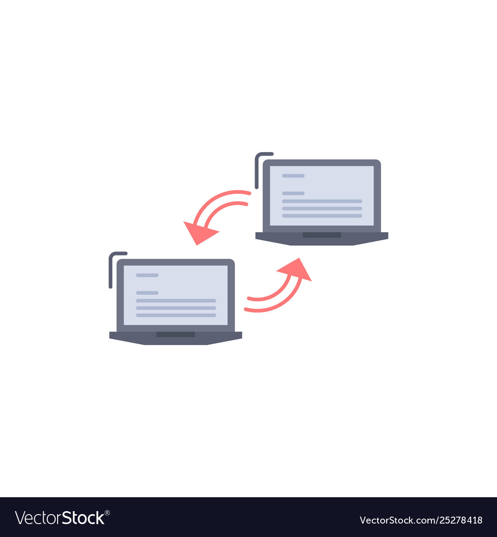Computer connection link network sync flat color