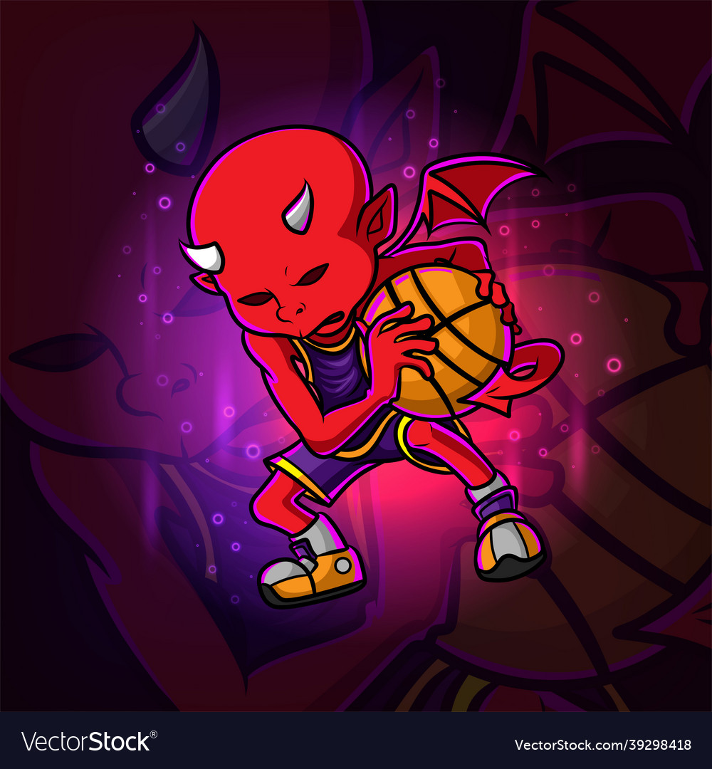 Devil herding the basket ball esport mascot design