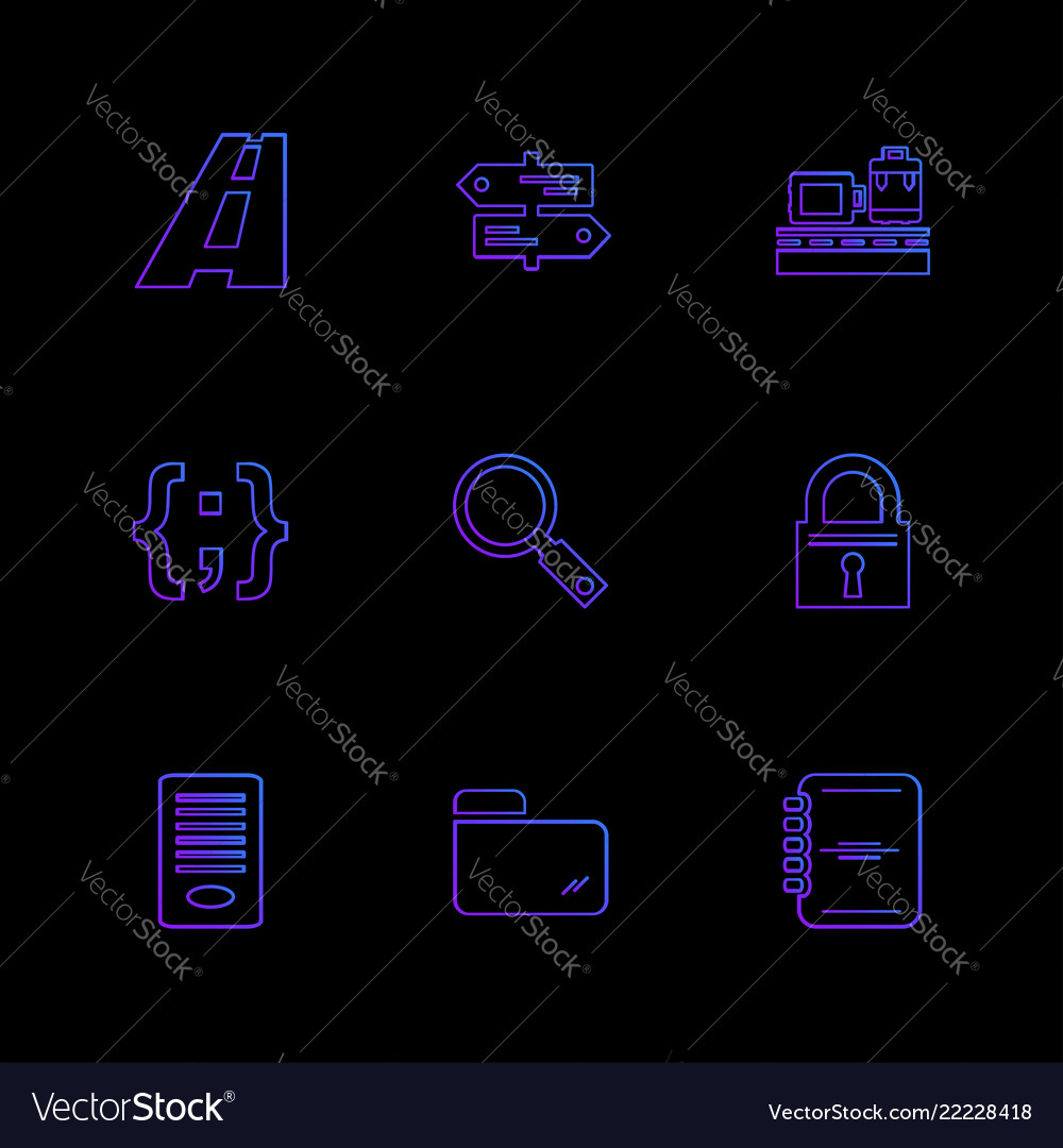Folder files directory search code eps icons