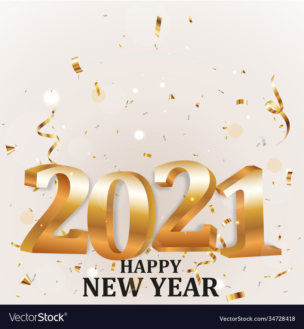 Happy new year banner with gold confetti Vector Image