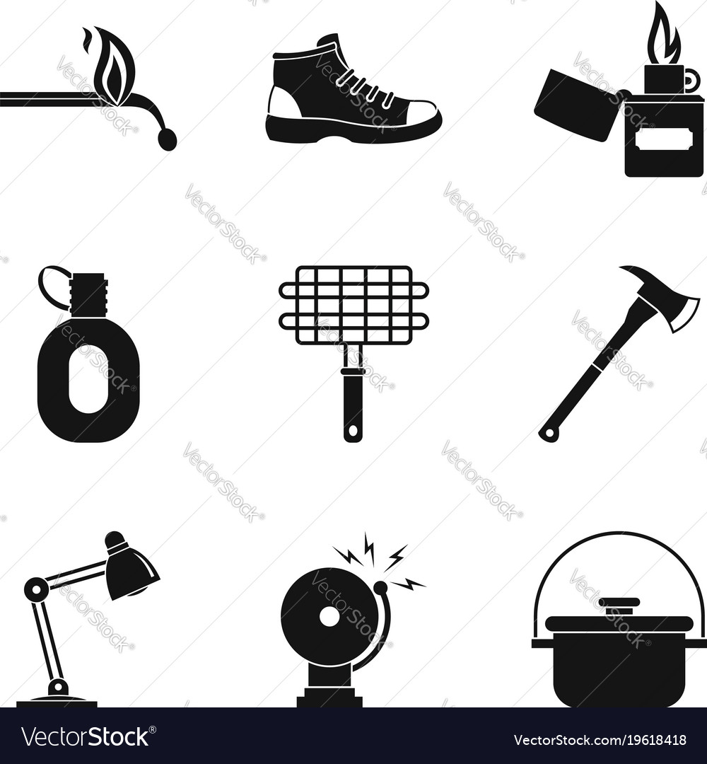 Ignition icons set simple style Royalty Free Vector Image