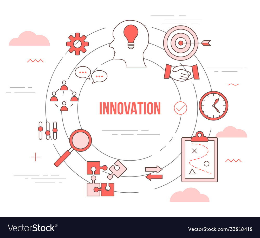 Innovation creative concept with icon set template