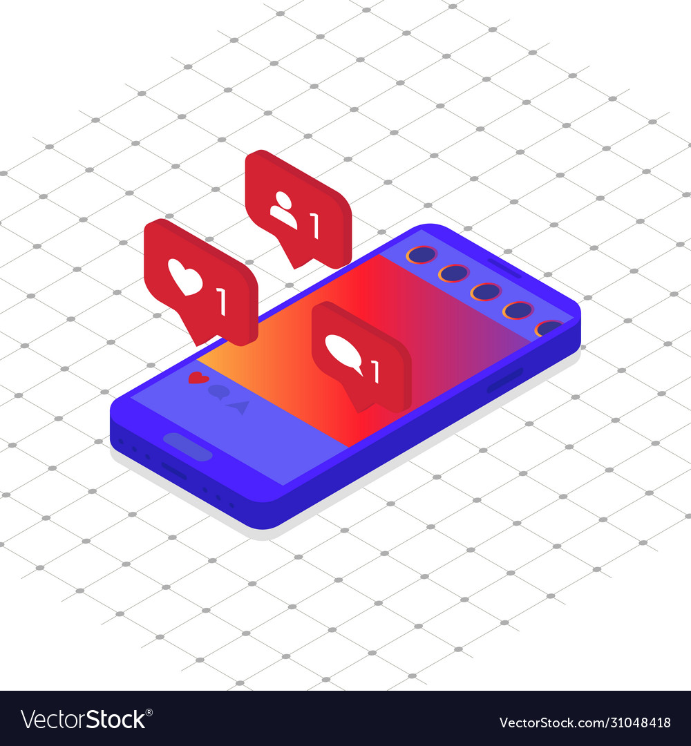 Mobile phone in isometric design with simple