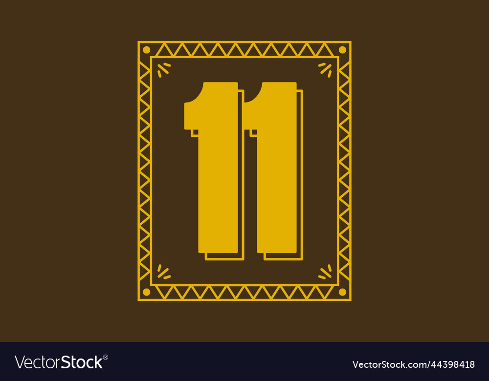 Number 11 in retro rectangle frame Vector Image Number 11 in retro rectangle frame