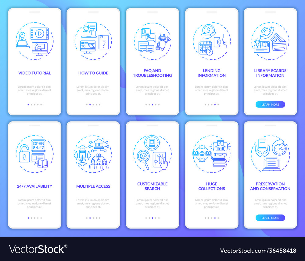 Online library onboarding mobile app page screen vector image Online library onboarding mobile app page screen