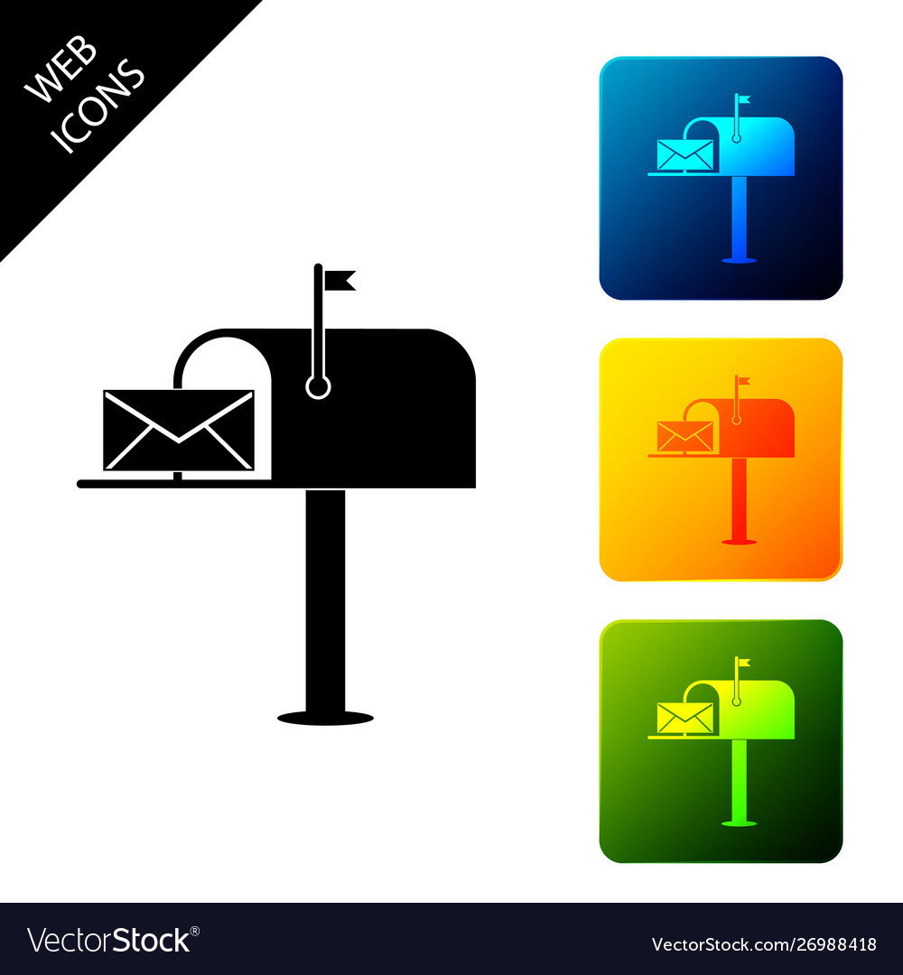 Open mail box with an envelope icon isolated set vector image Open mail box with an envelope icon isolated set