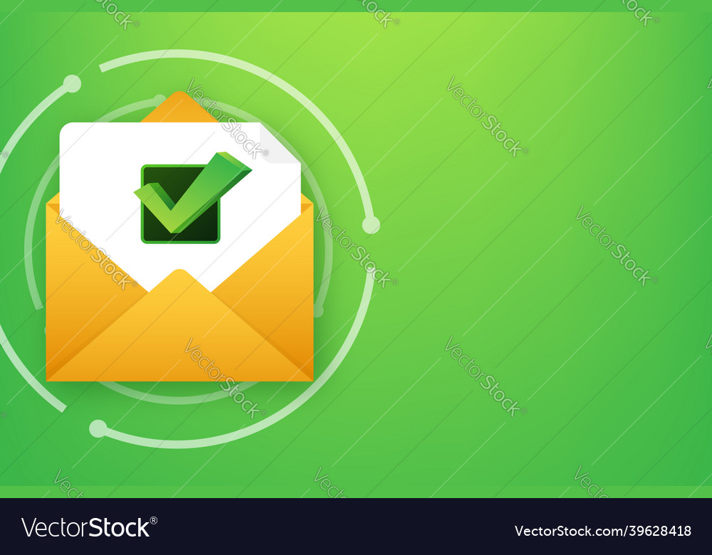 Opened envelope and document with green check mark